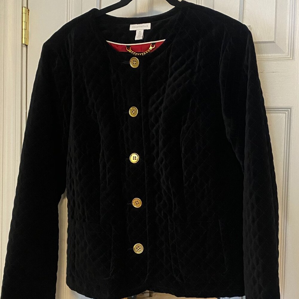 Charter Club Quilted  Velour Jacket